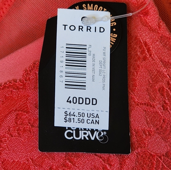 NWT Torrid Wire-Free Push-Up Bra Super Soft Lace Size 40DDD - Picture 5 of 8